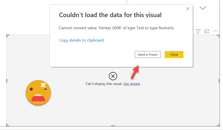 error calculation group couldn't load the data for this visual power bi